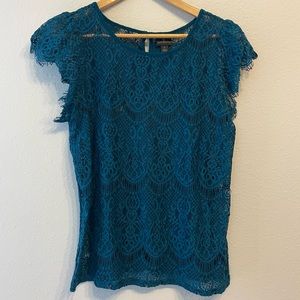 Women's Teal Sheath Lace top